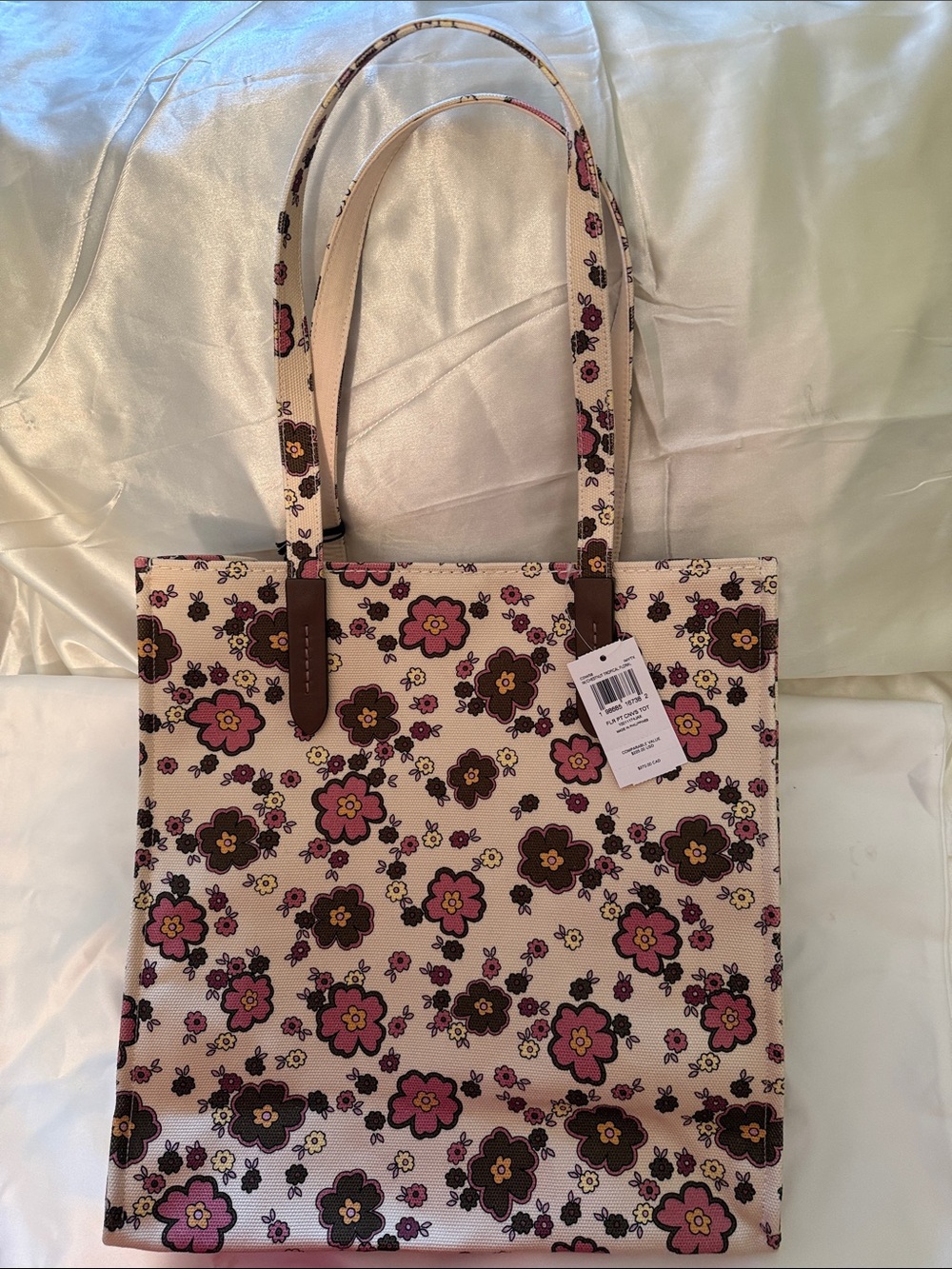 🌸Coach NWT Tropical Floral Print Canvas Tote Bag - Picture 6 of 8